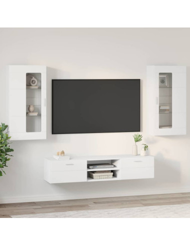 Set mobile TV con cassetto con porta Bianco Legno multistrato