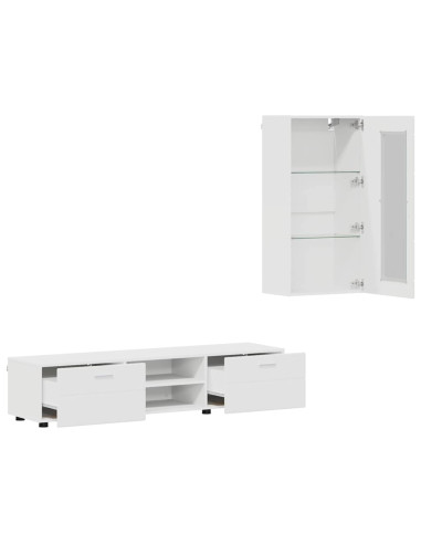 Set mobile TV con cassetto con porta Bianco Legno multistrato