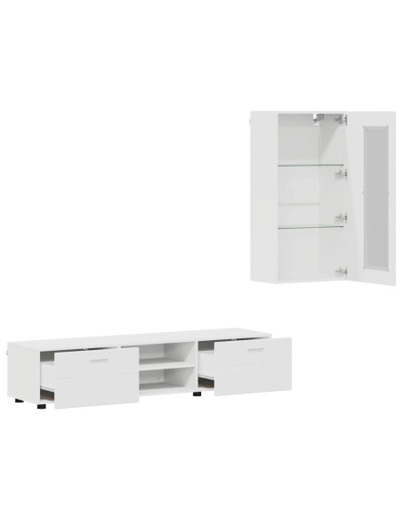 Set mobile TV con cassetto con porta Bianco Legno multistrato