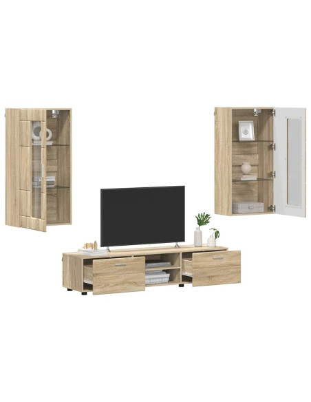 Set mobile TV con cassetto Rovere Sonoma Legno multistrato