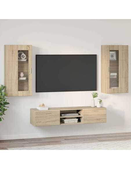 Set mobile TV con cassetto Rovere Sonoma Legno multistrato