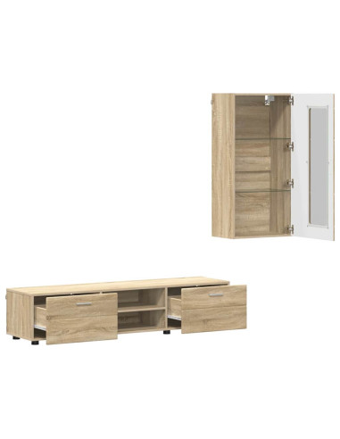 Set mobile TV con cassetto Rovere Sonoma Legno multistrato