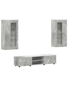 Set mobile TV con cassetto Grigio cemento Legno multistrato 2