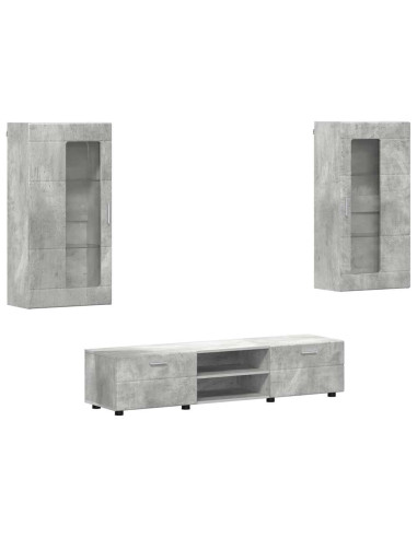 Set mobile TV con cassetto Grigio cemento Legno multistrato