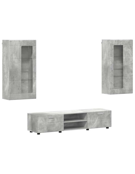 Set mobile TV con cassetto Grigio cemento Legno multistrato