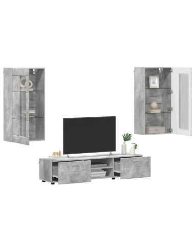 Set mobile TV con cassetto Grigio cemento Legno multistrato