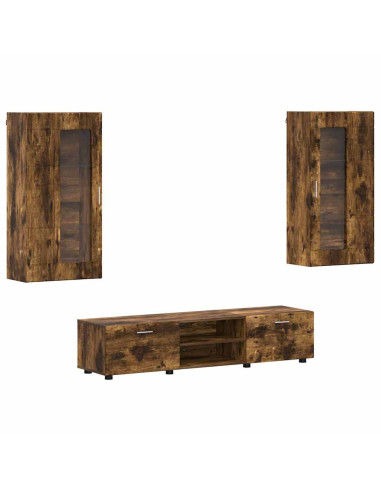 Set mobile TV FLORIN 3 pcs Rovere fumé Legno multistrato