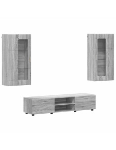 Set mobile TV con cassetto Grigio Sonoma Legno multistrato 2
