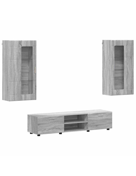 Set mobile TV con cassetto Grigio Sonoma Legno multistrato