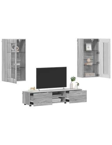 Set mobile TV con cassetto Grigio Sonoma Legno multistrato