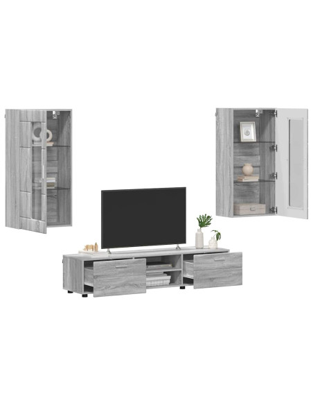 Set mobile TV con cassetto Grigio Sonoma Legno multistrato