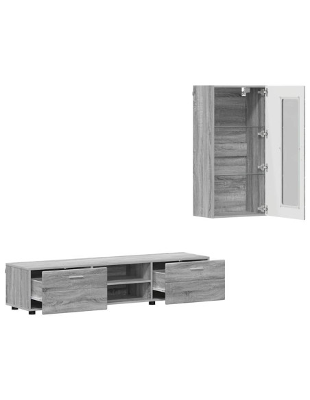 Set mobile TV con cassetto Grigio Sonoma Legno multistrato