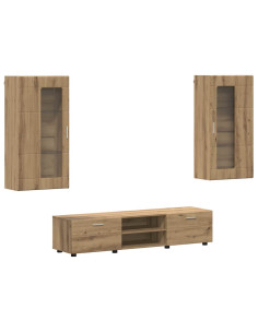 Set mobile TV con cassetto Rovere artigianale Legno multistrato 2