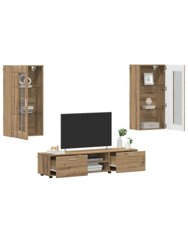 Set mobile TV con cassetto Rovere artigianale Legno multistrato