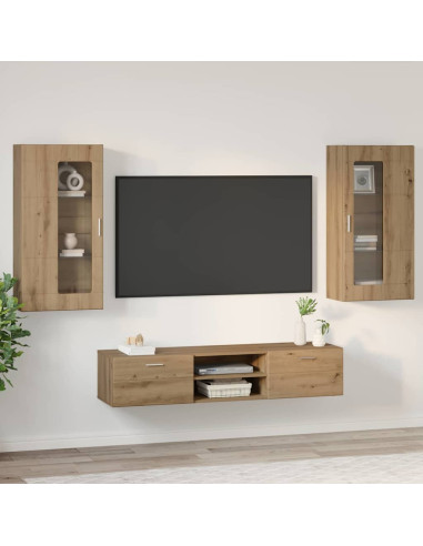 Set mobile TV con cassetto Rovere artigianale Legno multistrato