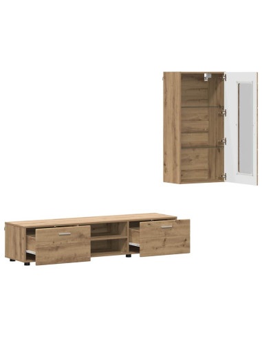 Set mobile TV con cassetto Rovere artigianale Legno multistrato
