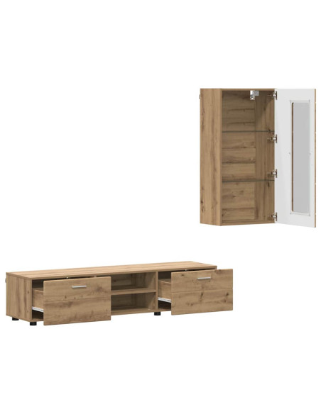 Set mobile TV con cassetto Rovere artigianale Legno multistrato