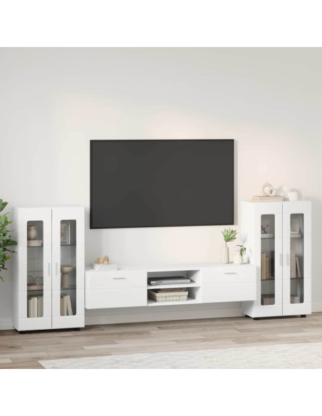 Set mobile TV con cassetto con porta Bianco Legno multistrato