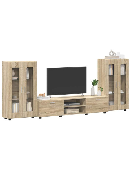Set mobile TV con cassetto Rovere Sonoma Legno multistrato