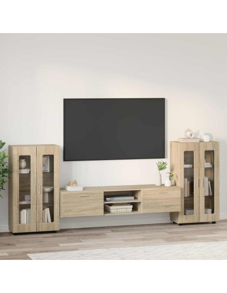 Set mobile TV con cassetto Rovere Sonoma Legno multistrato