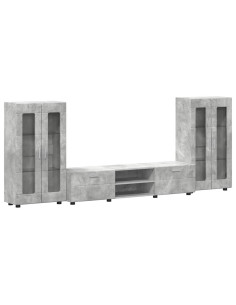 Set mobile TV con cassetto Grigio cemento Legno multistrato 2