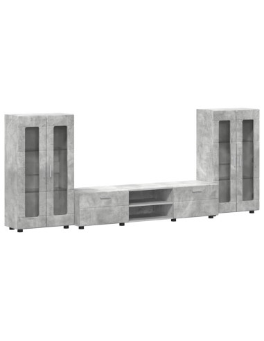 Set mobile TV con cassetto Grigio cemento Legno multistrato