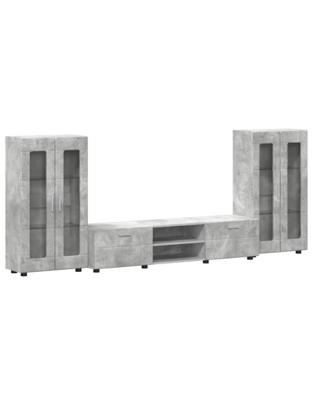 Set mobile TV con cassetto Grigio cemento Legno multistrato
