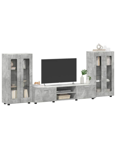 Set mobile TV con cassetto Grigio cemento Legno multistrato