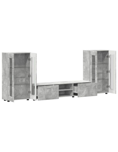 Set mobile TV con cassetto Grigio cemento Legno multistrato