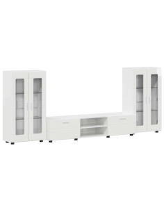 Set mobile TV con cassetto Bianco Lucido Legno multistrato 2
