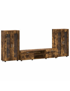 Set mobile TV con cassetto Rovere fumé Legno multistrato 2
