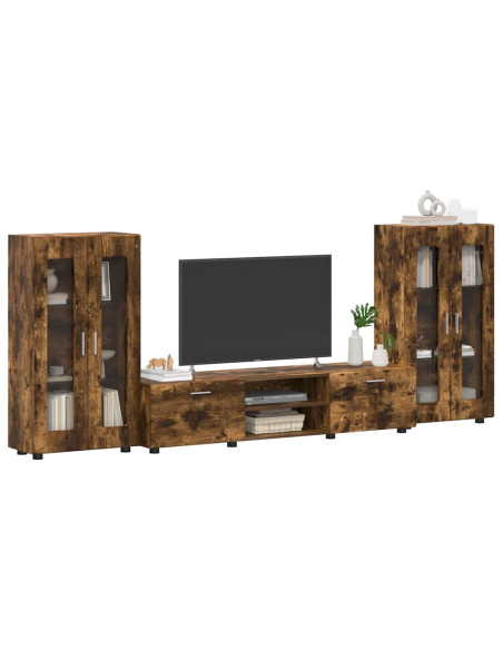 Set mobile TV con cassetto Rovere fumé Legno multistrato