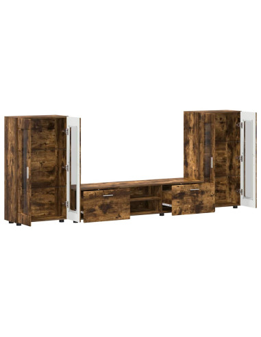 Set mobile TV con cassetto Rovere fumé Legno multistrato