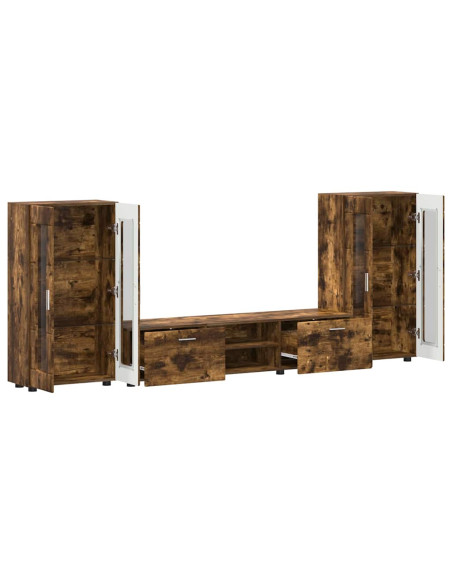 Set mobile TV con cassetto Rovere fumé Legno multistrato