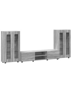 Set mobile TV con cassetto Grigio Sonoma Legno multistrato 2