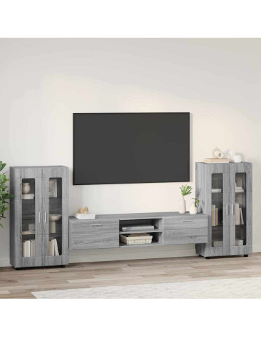 Set mobile TV con cassetto Grigio Sonoma Legno multistrato