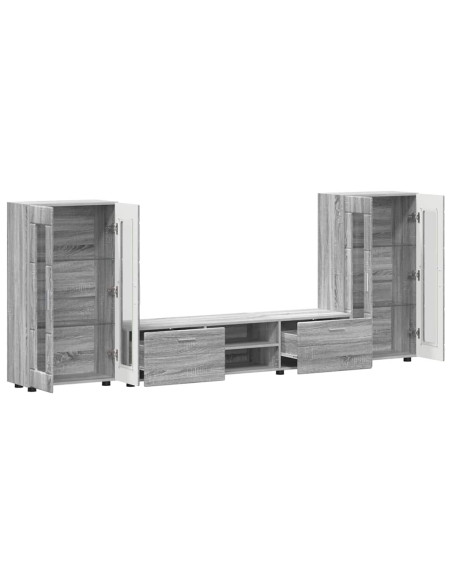 Set mobile TV con cassetto Grigio Sonoma Legno multistrato