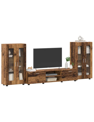 Set mobile TV con cassetto Legno vecchio Legno multistrato