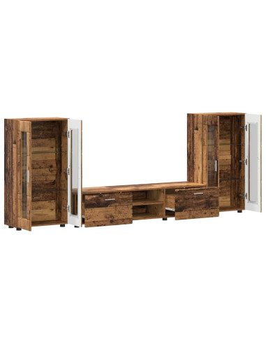 Set mobile TV con cassetto Legno vecchio Legno multistrato