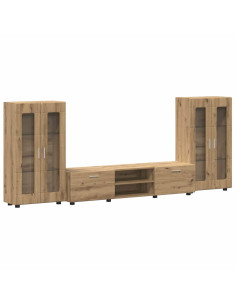 Set mobile TV con cassetto Rovere artigianale Legno multistrato 2