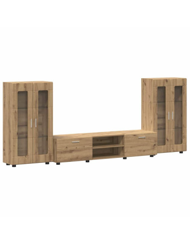 Set mobile TV con cassetto Rovere artigianale Legno multistrato