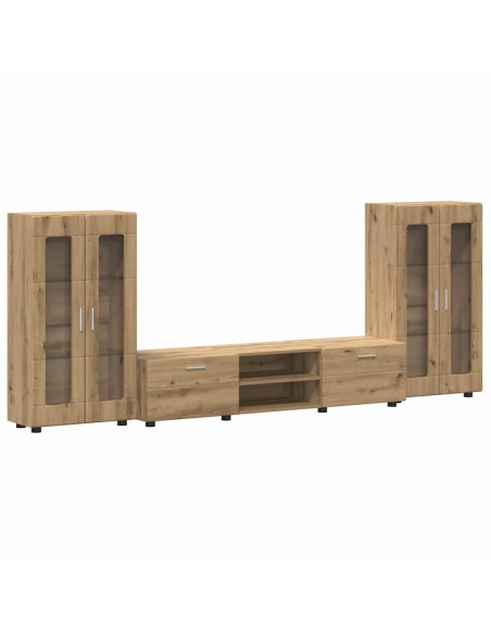 Set mobile TV con cassetto Rovere artigianale Legno multistrato