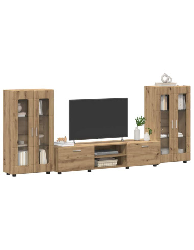Set mobile TV con cassetto Rovere artigianale Legno multistrato