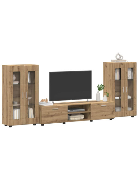 Set mobile TV con cassetto Rovere artigianale Legno multistrato
