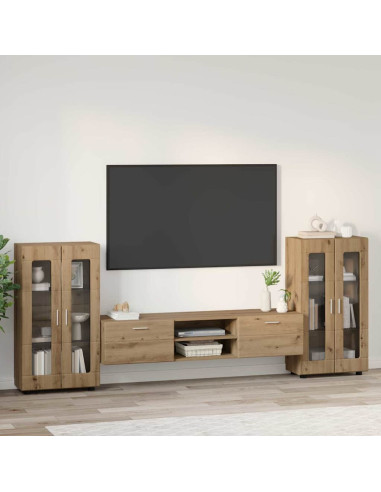 Set mobile TV con cassetto Rovere artigianale Legno multistrato
