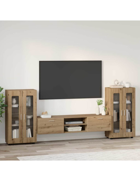 Set mobile TV con cassetto Rovere artigianale Legno multistrato