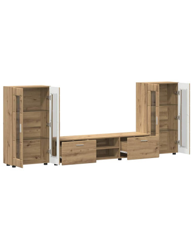 Set mobile TV con cassetto Rovere artigianale Legno multistrato