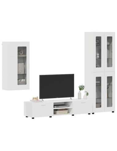 Set mobile TV con cassetto con porta Bianco Legno multistrato
