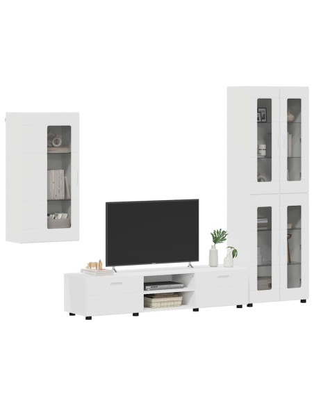 Set mobile TV con cassetto con porta Bianco Legno multistrato