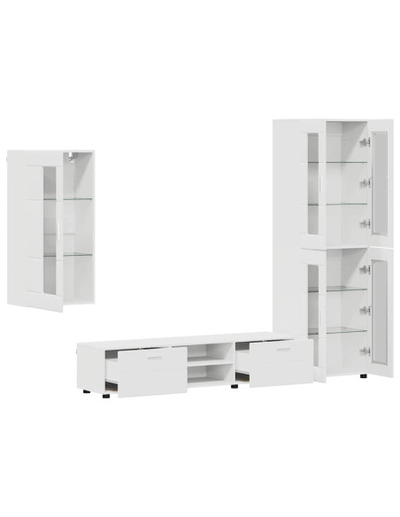 Set mobile TV con cassetto con porta Bianco Legno multistrato